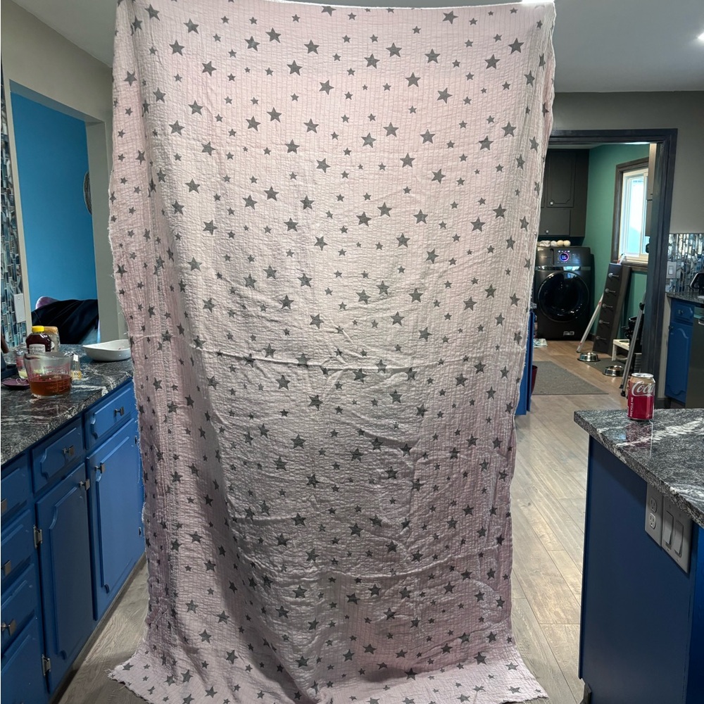 Magnolia Pearl vintage blanket 100”x60” twin size linen cotton linen RARE